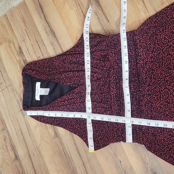 RENA ROWAN Black Red T-Back Cummerbund Ruched Waist Small Print Y2K Dress - Picture 9 of 9